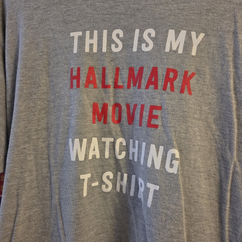 Hallmark Gray T-Shirt with Red and White Text
